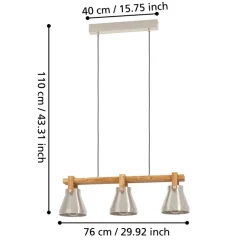 Eglo CAWTON hanglamp staal, hout staal, rustiek bruin H: 1100 mm Online