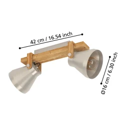 Eglo CAWTON spot staal, hout staal, rustiek bruin H: 250 mm Online