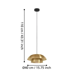 Eglo CENCIARA hanglamp staal zwart / staal geborsteld messing, goud H: 1100 mm | Ø 400 mm Clearance