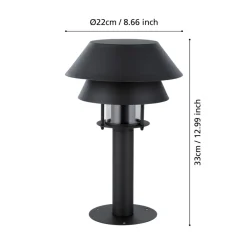 Eglo CHIAPPERA Sokkelarmaturen staal zwart, wit / Glas helder H: 330 mm | Ø 220 mm Online