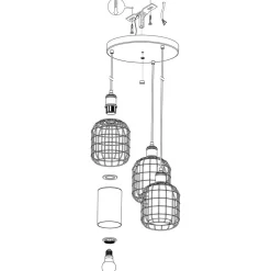 Eglo CHISLE hanglamp staal zwart, gebronsd / glas gestoomd amber H: 1300 mm | Ø 425 mm Discount