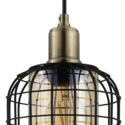Eglo CHISLE hanglamp staal zwart, gebronsd / glas gestoomd amber H: 1300 mm | Ø 425 mm Discount