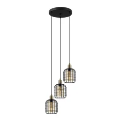 Eglo CHISLE hanglamp staal zwart, gebronsd / glas gestoomd amber H: 1300 mm | Ø 425 mm Discount
