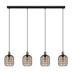 Eglo CHISLE PENDEL 4xE27 ZWART/BRONS/AMBER New