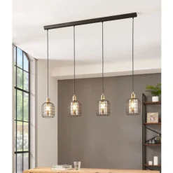 Eglo CHISLE PENDEL 4xE27 ZWART/BRONS/AMBER New