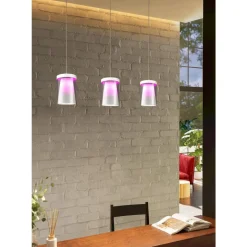 Eglo CHIUSELLO-Z hanglamp staal wit / glas, kunststof helder, wit H: 1100 mm Clearance