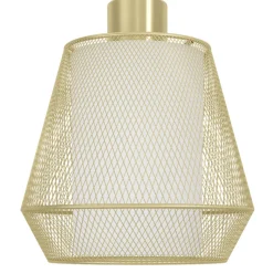 Eglo CIUDADELA hanglamp staal zwart / staal, textiel geborsteld messing, wit H: 1100 mm | Ø 180 mm Online