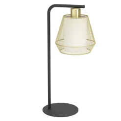 Eglo CIUDADELA Tafellampen staal zwart / staal, textiel geborsteld messing, wit H: 500 mm Outlet