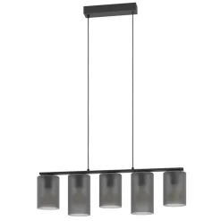Eglo COLOMERA hanglamp staal zwart / Glas mat grijs H: 1100 mm Outlet