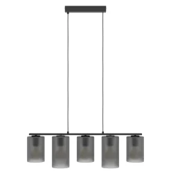 Eglo COLOMERA hanglamp staal zwart / Glas mat grijs H: 1100 mm Outlet