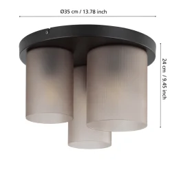 Eglo COLOMERA Plafondarmaturen staal zwart / Glas mat grijs H: 240 mm | Ø 350 mm Best