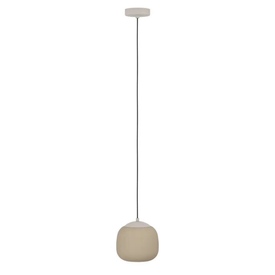 Eglo COMINIO hanglamp staal taupe / glas geëtst zand H: 1100 mm | Ø 185 mm Best