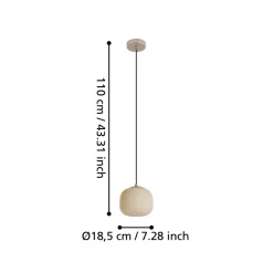 Eglo COMINIO hanglamp staal taupe / glas geëtst zand H: 1100 mm | Ø 185 mm Best