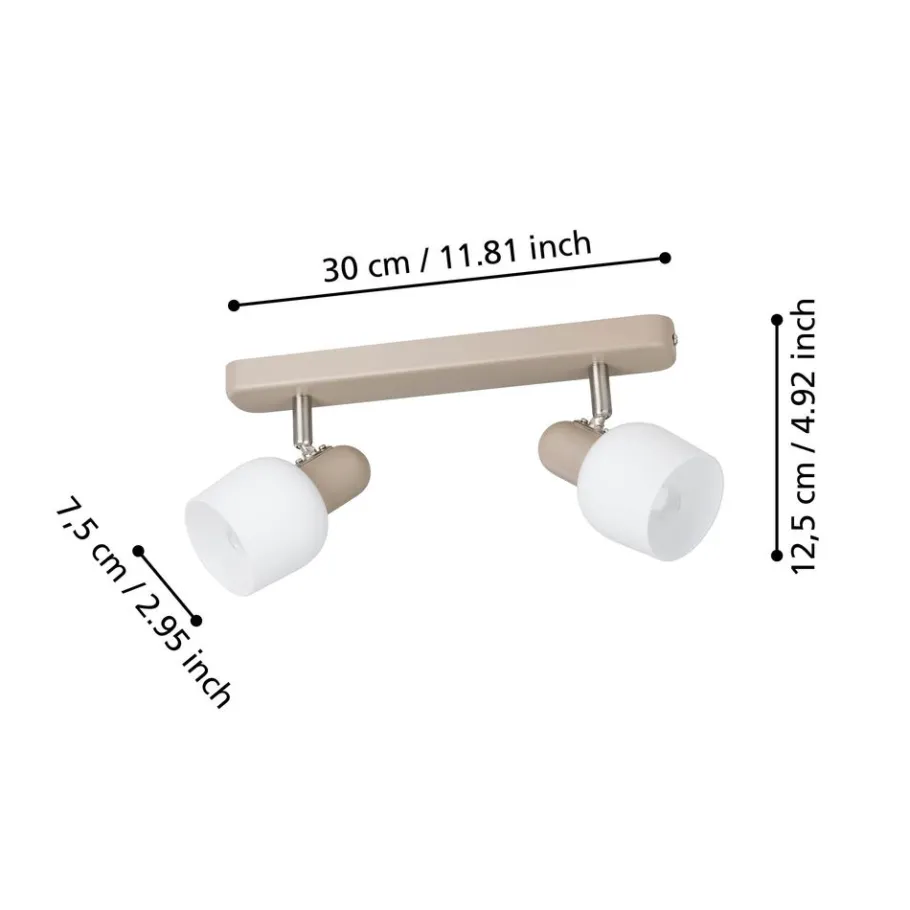 Eglo CORATO spot staal zand, mat nikkel / Glas wit H: 125 mm