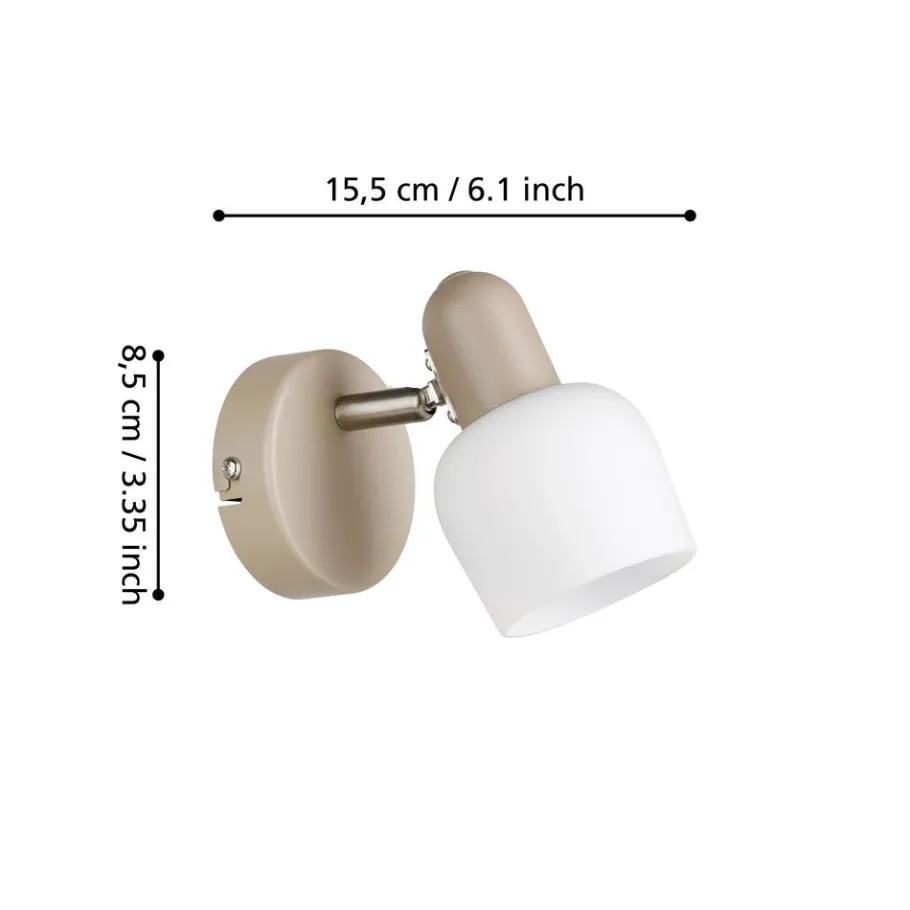 Eglo CORATO spot staal zand, mat nikkel / Glas wit H: 125 mm Outlet