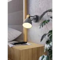 Eglo COSWARTH spot staal, hout antraciet, crèmewit, bruin H: 200 mm