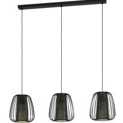 Eglo CURASAO hanglamp staal zwart / staal, textiel zwart, goud H: 1100 mm Online