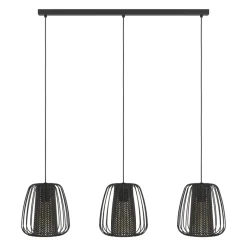 Eglo CURASAO hanglamp staal zwart / staal, textiel zwart, goud H: 1100 mm Online