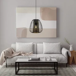 Eglo CURASAO hanglamp staal zwart / staal, textiel zwart, goud H: 1100 mm | Ø 335 mm New