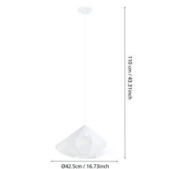 Eglo DOLWEN hanglamp staal wit / textiel wit H: 1100 mm | Ø 425 mm Hot