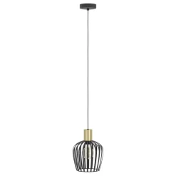 Eglo EMPOLI hanglamp staal zwart, geborsteld messing H: 1100 mm | Ø 200 mm New