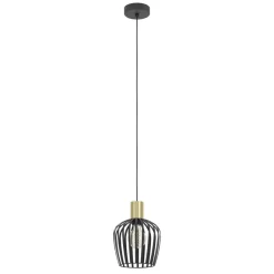 Eglo EMPOLI hanglamp staal zwart, geborsteld messing H: 1100 mm | Ø 200 mm New
