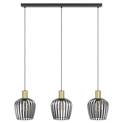 Eglo EMPOLI hanglamp staal zwart, geborsteld messing H: 1100 mm Outlet