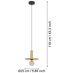 Eglo ESCANDELL hanglamp staal zwart, geborsteld messing H: 1100 mm | Ø 250 mm Discount