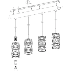 Eglo ESTEVAU hanglamp staal donkerbruin H: 1100 mm Outlet