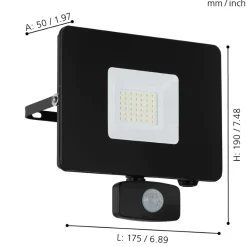 Eglo FAEDO 3 Wandlamp aluminium zwart / Glas helder H: 190 mm New