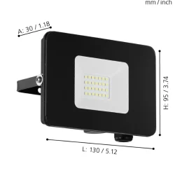 Eglo FAEDO 3 Wandlamp aluminium zwart / Glas helder H: 95 mm Outlet