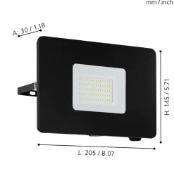 Eglo FAEDO 3 Wandlamp aluminium zwart / Glas helder H: 145 mm Clearance