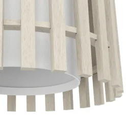 Eglo FATTORIA hanglamp staal zwart / hout, textiel natuur, wit H: 1100 mm | Ø 200 mm Discount