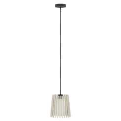 Eglo FATTORIA hanglamp staal zwart / hout, textiel natuur, wit H: 1100 mm | Ø 200 mm Discount