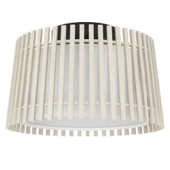 Eglo FATTORIA Plafondarmaturen staal zwart / hout, textiel natuur, wit H: 240 mm | Ø 380 mm Best