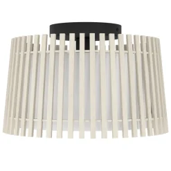 Eglo FATTORIA Plafondarmaturen staal zwart / hout, textiel natuur, wit H: 240 mm | Ø 380 mm Best