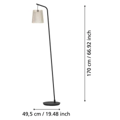 Eglo FATTORIA Staande lampen staal zwart / hout, textiel natuur, wit H: 1700 mm Sale