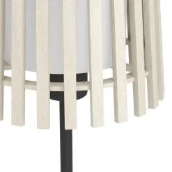 Eglo FATTORIA Tafellampen staal zwart / hout, textiel natuur, wit H: 450 mm | Ø 200 mm Discount