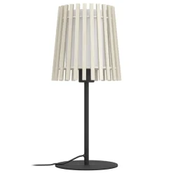 Eglo FATTORIA Tafellampen staal zwart / hout, textiel natuur, wit H: 450 mm | Ø 200 mm Discount