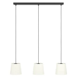 Eglo FEBRES hanglamp staal zwart / textiel wit H: 1100 mm Discount