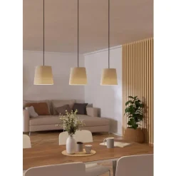 Eglo FEBRES hanglamp staal zwart / textiel wit H: 1100 mm Discount