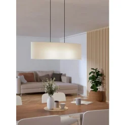 Eglo FEBRES hanglamp staal zwart / textiel wit H: 1100 mm Sale