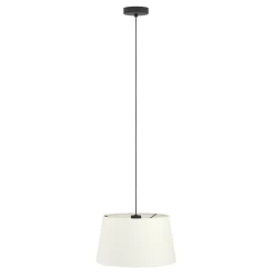 Eglo FEBRES hanglamp staal zwart / textiel wit H: 1100 mm | Ø 350 mm New