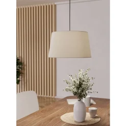 Eglo FEBRES hanglamp staal zwart / textiel wit H: 1100 mm | Ø 350 mm New