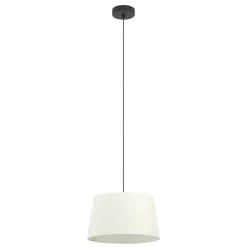 Eglo FEBRES hanglamp staal zwart / textiel wit H: 1100 mm | Ø 350 mm New
