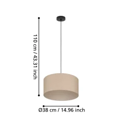 Eglo FENIGLIA hanglamp staal zwart / textiel, linnen natuur H: 1100 mm | Ø 380 mm Clearance