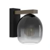 Eglo FILAGO Wandlamp hout, staal bruin, zwart / Glas zwart, grijs, transparant H: 200 mm Clearance