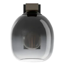 Eglo FILAGO Wandlamp hout, staal bruin, zwart / Glas zwart, grijs, transparant H: 200 mm Clearance