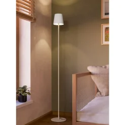 Eglo FIORANA Staande lampen staal zandkleuren / textiel wit H: 1405 mm | Ø 150 mm Best