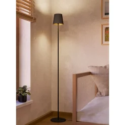 Eglo FIORANA Staande lampen staal zwart / textiel cappucino, goud H: 1405 mm | Ø 150 mm Sale